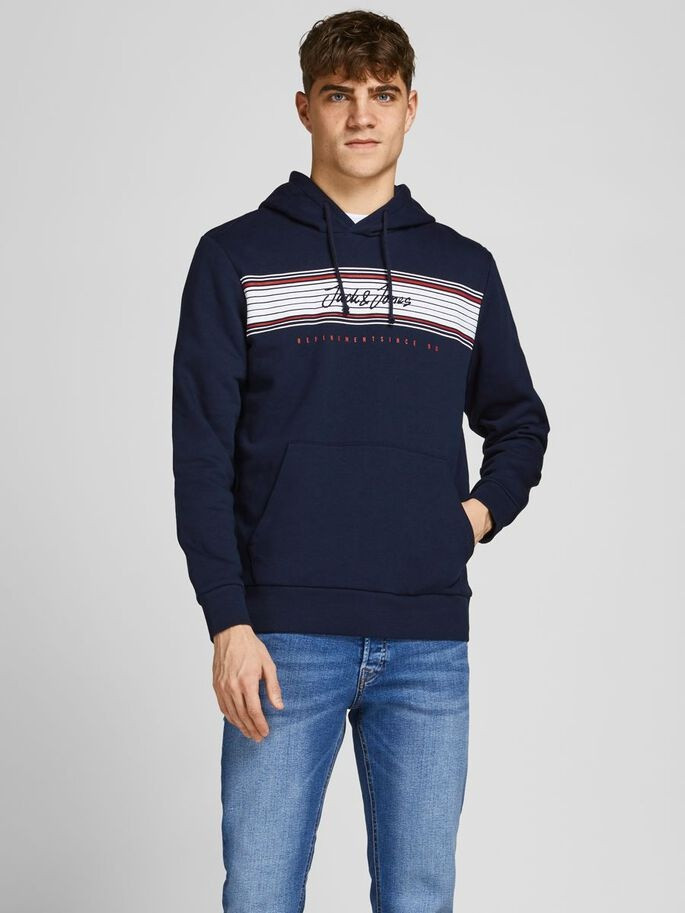 Толстовка JJLEO SWEAT HOOD 12200768-Navy Blazer Jack&Jones L Темно-синій 12200768-Navy Blazer