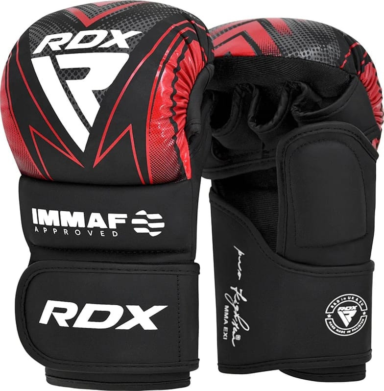 Рукавиці боксерські RDX GRAPPLING GLOVES SHOOTER IMMAF-1 чорний, червоний S (GSR-IMF-1R) GSR-IMF-1R