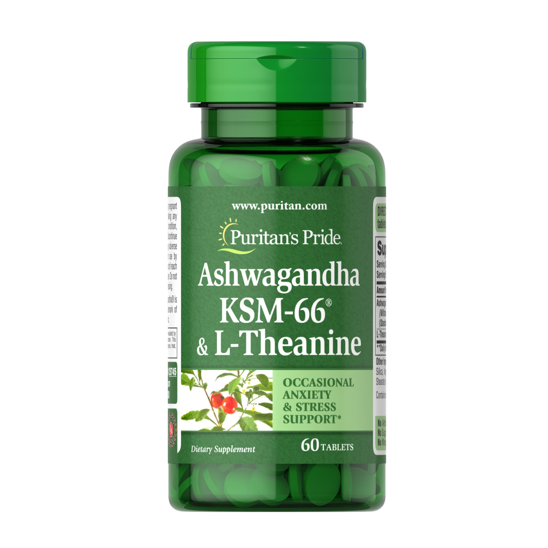 Таблетки Puritans Pride Ashwagandha KSM-66® & L-Theanine - 60 tabs 2023-10-4585