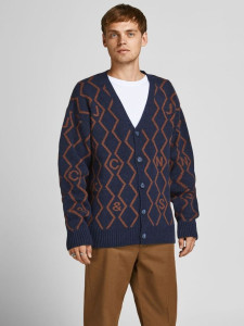 Кардиган JORSNAKE KNIT CARDIGAN KA KNT21 12206819-Navy Blazer-Fit:BOX Jack&Jones L Темно-синій 12206819-NAVY BLAZER-FIT: