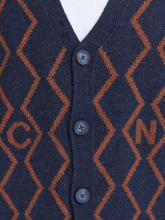 Кардиган JORSNAKE KNIT CARDIGAN KA KNT21 12206819-Navy Blazer-Fit:BOX Jack&Jones L Темно-синій 12206819-Navy Blazer-Fit: