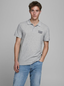 Поло JJHERO POLO SS CAT 12175087 Grey Melange Jack&Jones S Сірий 12175087GREYMELANGE