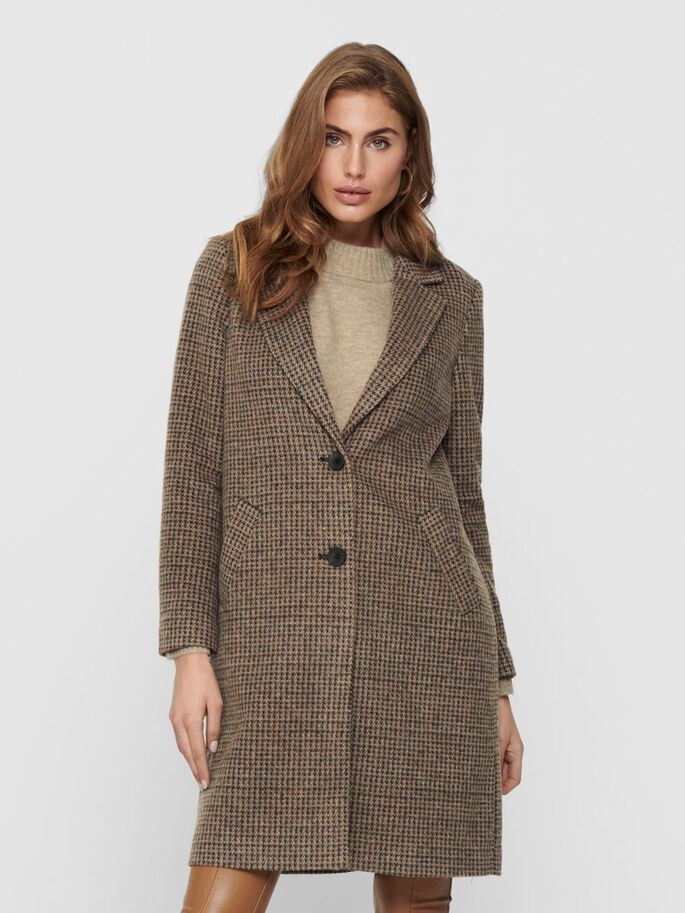 Пальто ONLAGNETE ASTRID CHECK COAT CC OTW 15228610-Glazed Ginger ONLY XS Коричневий 15228610-Glazed Ginger