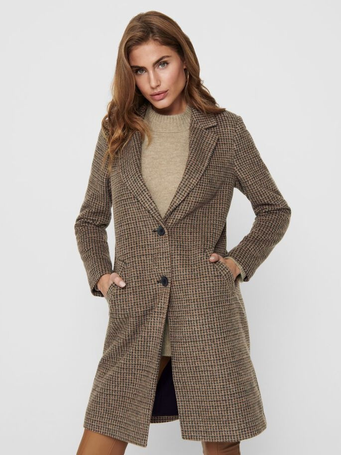 Пальто ONLAGNETE ASTRID CHECK COAT CC OTW 15228610-Glazed Ginger ONLY XS Коричневий 15228610-Glazed Ginger