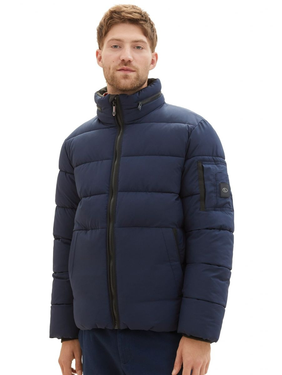 Пуховик Puffer jacket with a hidden hood 1037336-10668 Tom Tailor L Темно-синій 1037336-10668