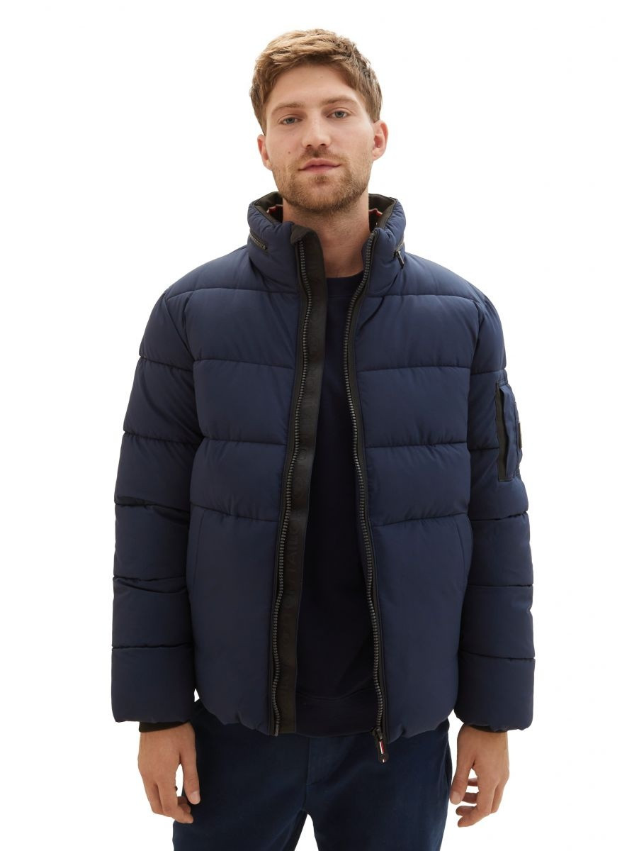 Пуховик Puffer jacket with a hidden hood 1037336-10668 Tom Tailor L Темно-синій 1037336-10668