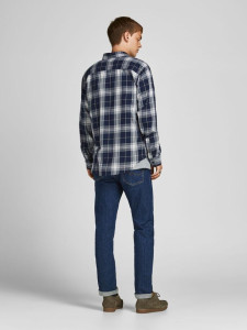 Сорочка JORBLASTER CHECK TWILL SHIRT LS 12195943-Navy Blazer-Checks:/SLIM FIT Jack&Jones M Темно-син 12195943-NAVY BLAZER-CHEC