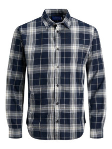 Сорочка JORBLASTER CHECK TWILL SHIRT LS 12195943-Navy Blazer-Checks:/SLIM FIT Jack&Jones M Темно-син 12195943-NAVY BLAZER-CHEC