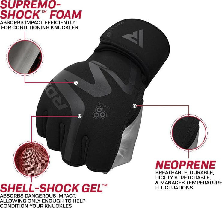 Рукавиці тренувальні RDX GRAPPLING GLOVES NEOPRENE T15 чорний M (GGN-T15MB) GGN-T15MB