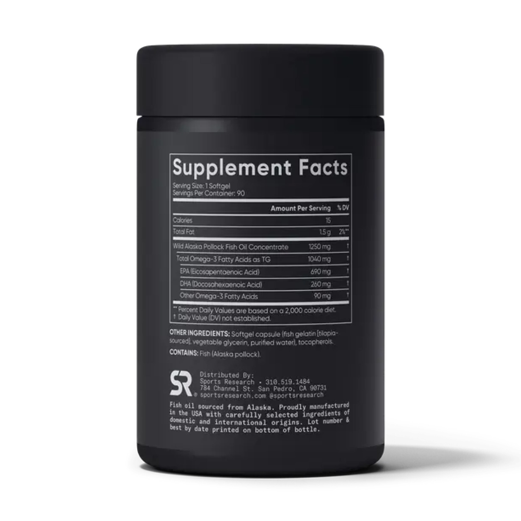 Софт гелеві капсули Sport Research Omega-3 Fish Oil Alaska Pollock 1250mg - 90 softgels 2023-10-3444