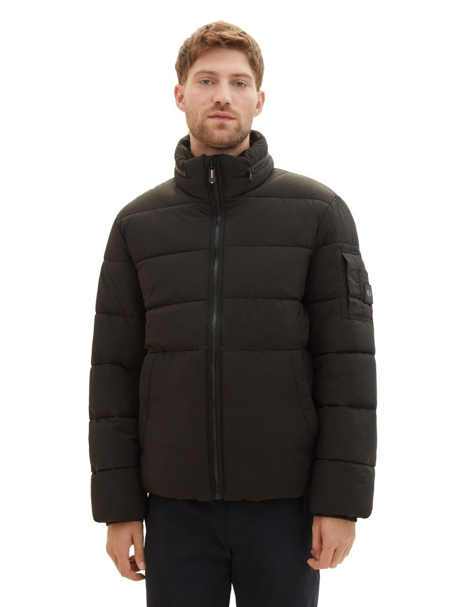 Пуховик Puffer jacket with a hidden hood 1037336-29999 Tom Tailor L Чорний 1037336-29999