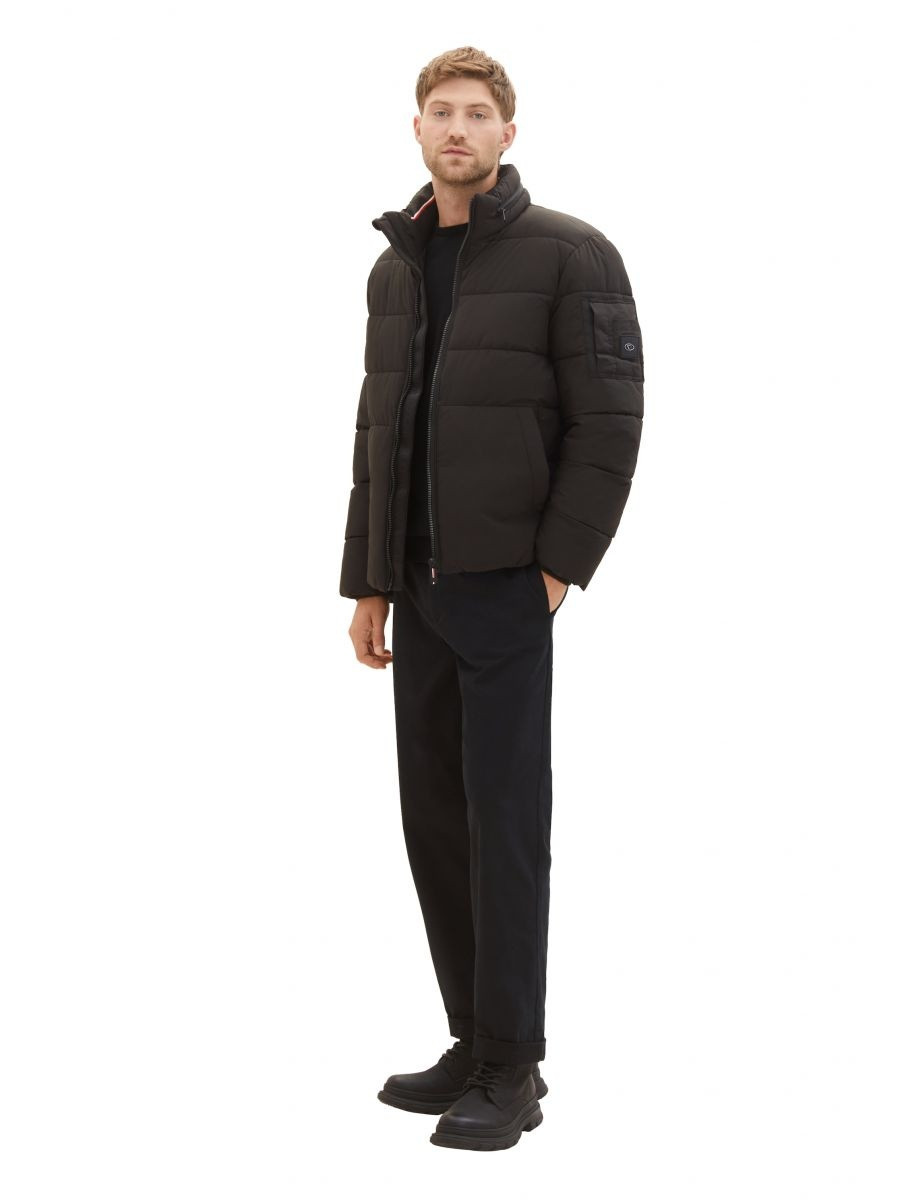 Пуховик Puffer jacket with a hidden hood 1037336-29999 Tom Tailor L Чорний 1037336-29999