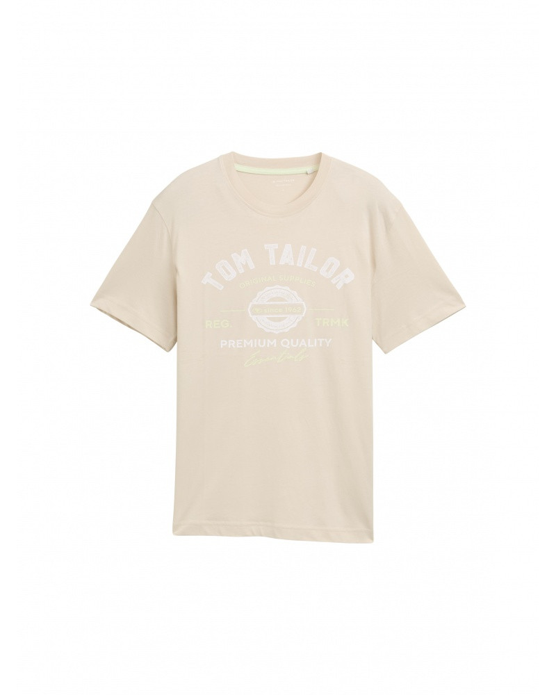 Футболка LOGO TEE MEN'S T-SHIRT 1037735-10336 Tom Tailor L Бежевий 1037735-10336