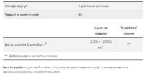 Капсули Beta Alanine 750mg - 120 vcaps 2022-10-2927