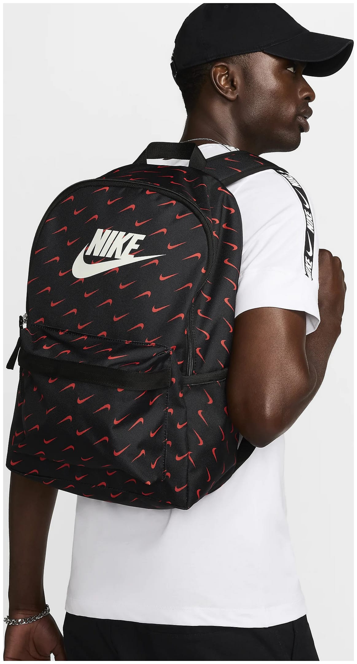 Рюкзак Nike NK HERITAGE BKPK - SWOOSH DROP 25L чорний, червоний Уні 43 х 30.5 х 15 см HF6995-010