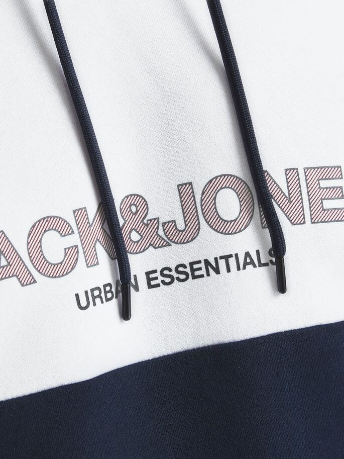 Толстовка JJEURBAN BLOCKING SWEAT HOOD NOOS 12190441-White Jack&Jones XXL Білий 12190441-WHITE-DETAIL:RED