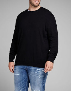 Пуловер JJEBASIC KNIT CREW NECK PS 12144038-Black Jack&Jones PLUS 12144038-BLACK
