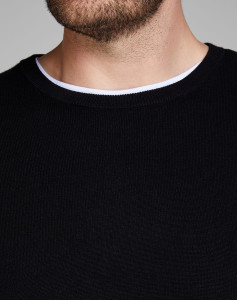 Пуловер JJEBASIC KNIT CREW NECK PS 12144038-Black Jack&Jones PLUS 12144038-BLACK