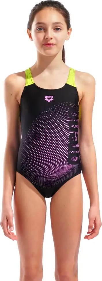Купальник закритий для дівчат Arena DIM LIGHT SWIMSUIT SWIM PRO BA чорний, жовтий дитячий 140 см (00 008104-560