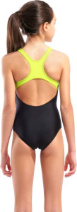 Купальник закритий для дівчат Arena DIM LIGHT SWIMSUIT SWIM PRO BA чорний, жовтий дитячий 140 см (00 008104-560