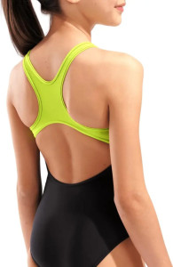 Купальник закритий для дівчат Arena DIM LIGHT SWIMSUIT SWIM PRO BA чорний, жовтий дитячий 140 см (00 008104-560