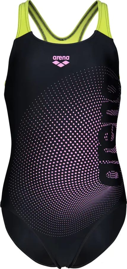 Купальник закритий для дівчат Arena DIM LIGHT SWIMSUIT SWIM PRO BA чорний, жовтий дитячий 140 см (00 008104-560
