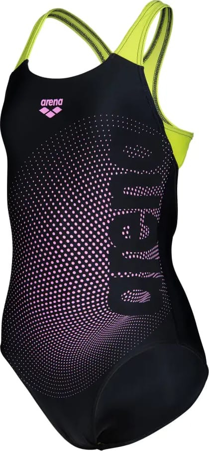 Купальник закритий для дівчат Arena DIM LIGHT SWIMSUIT SWIM PRO BA чорний, жовтий дитячий 140 см (00 008104-560