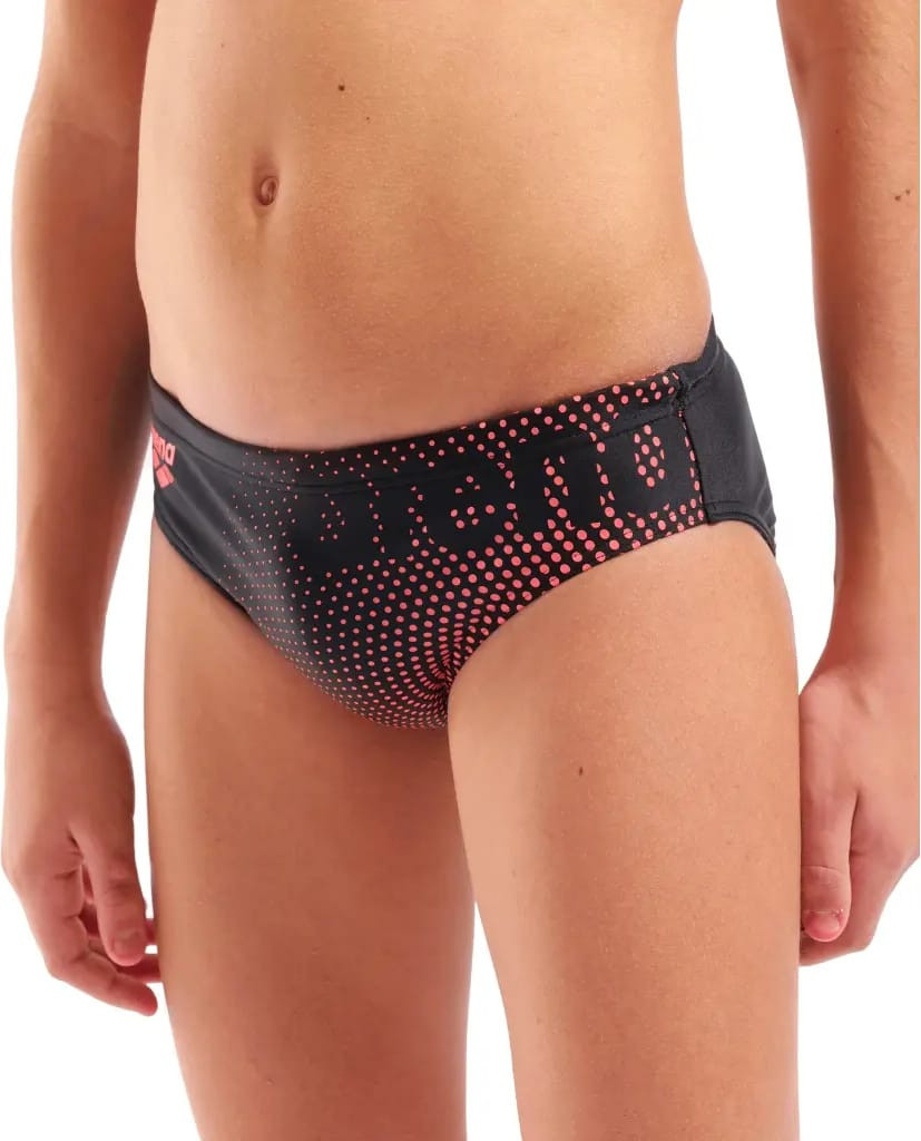 Плавки сліпи для хлопчиків Arena DIM LIGHT SWIM BRIEFS чорний, кораловий дитячий 140 см (008148-504) 008148-504