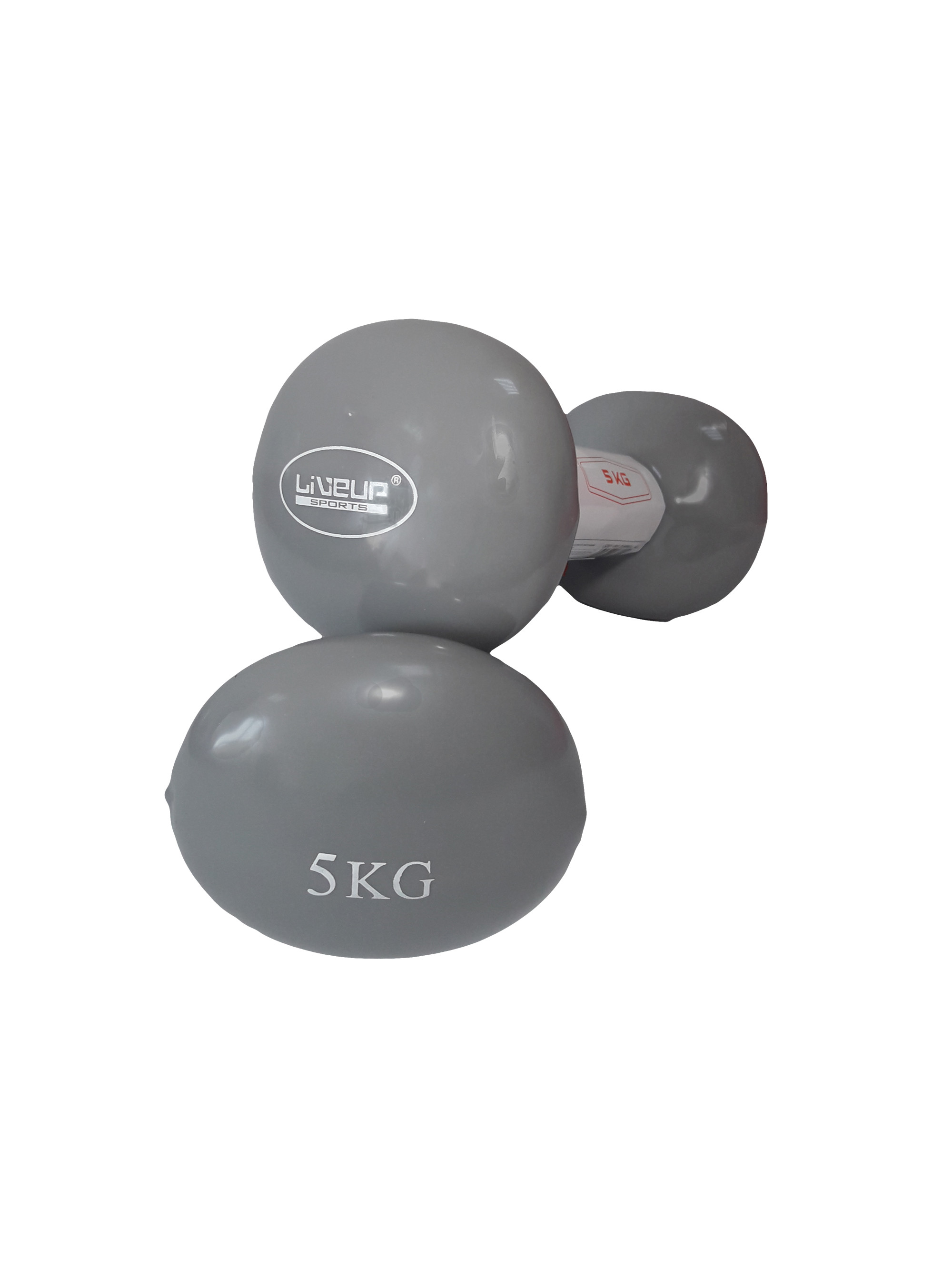 Гантелі вінілові пари Vinyl Dumbbell Egg Head сірий 2х5кг (LS2001-5) LS2001-5