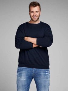 Пуловер JJEBASIC KNIT CREW NECK PS 12144038-Navy Blazer Jack&Jones PLUS 12144038-NAVY BLAZER
