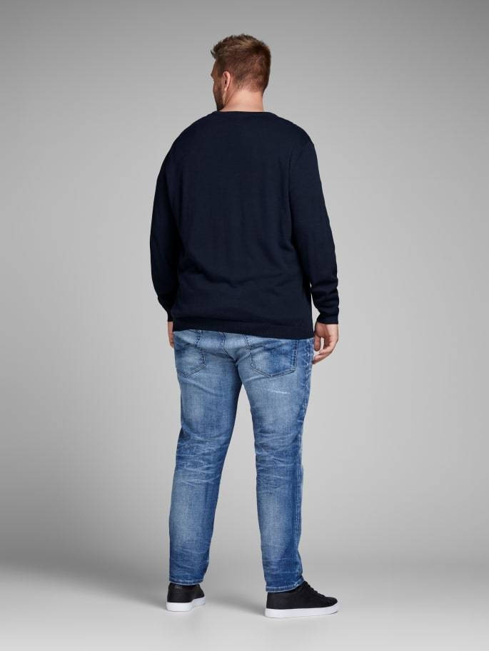 Пуловер JJEBASIC KNIT CREW NECK PS 12144038-Navy Blazer Jack&Jones PLUS 2XL Темно-синій 12144038-Navy Blazer