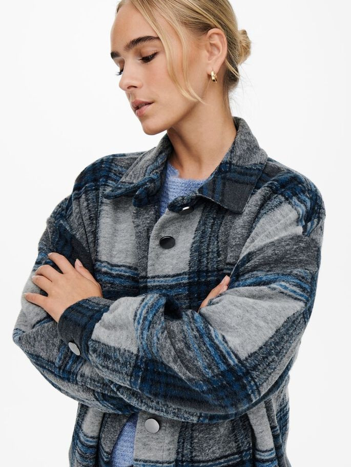 Пальто ONLANDREA X-LONG SHACKET CC OTW 15230329-Blue Graphite-Detail:LGM + CAMPANULA + HO ONLY L Син 15230329-Blue Graphite-De
