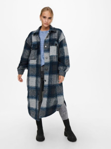 Пальто ONLANDREA X-LONG SHACKET CC OTW 15230329-Blue Graphite-Detail:LGM + CAMPANULA + HO ONLY L Син 15230329-BLUE GRAPHITE-DE