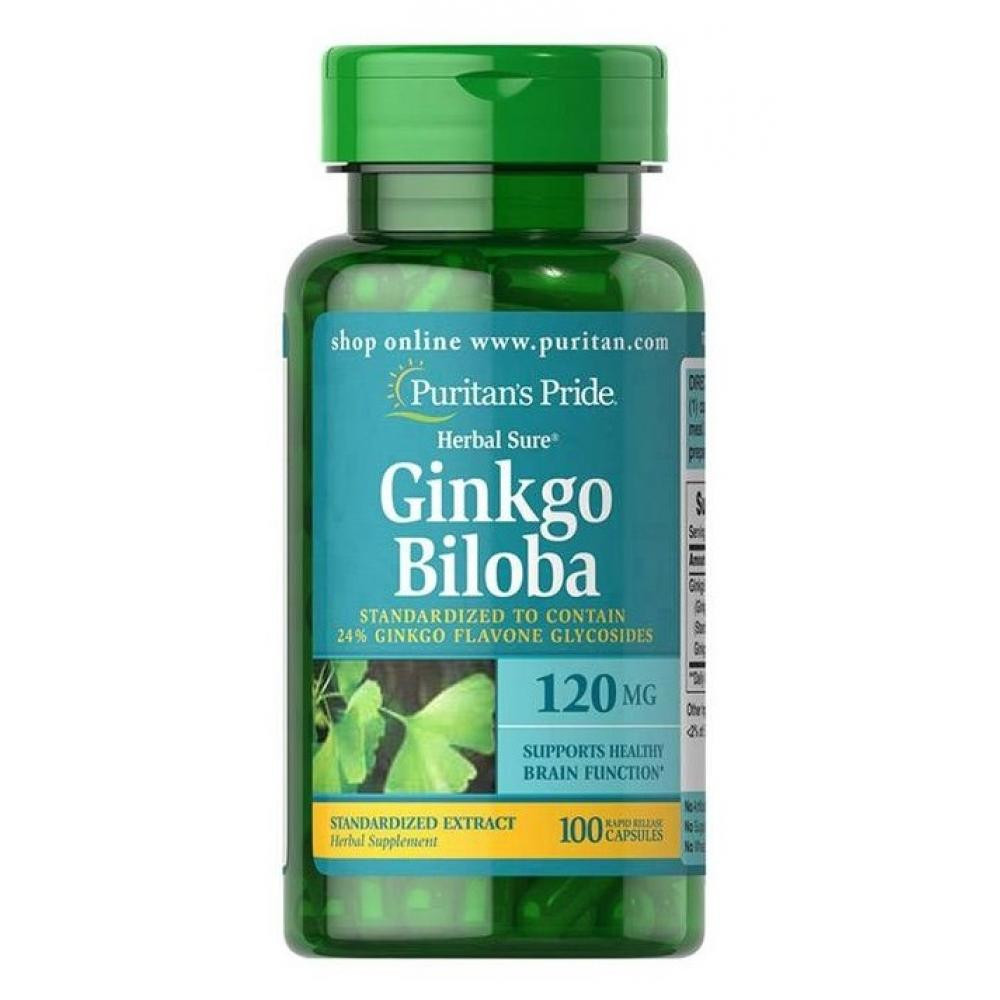 Капсули Ginkgo Biloba Standardized Extract 120mg - 100caps 100-23-9131639-20