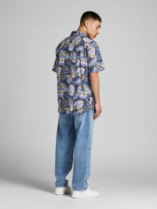 Сорочка JORHAZY SHIRT SS LTN 12187954 Ensign Blue Jack&Jones S Синій 12187954ENSIGNBLUE