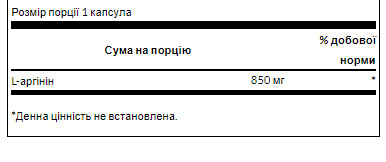 Капсули L-Arginine Maximum Strenght 850mg - 90caps 100-48-7269021-20