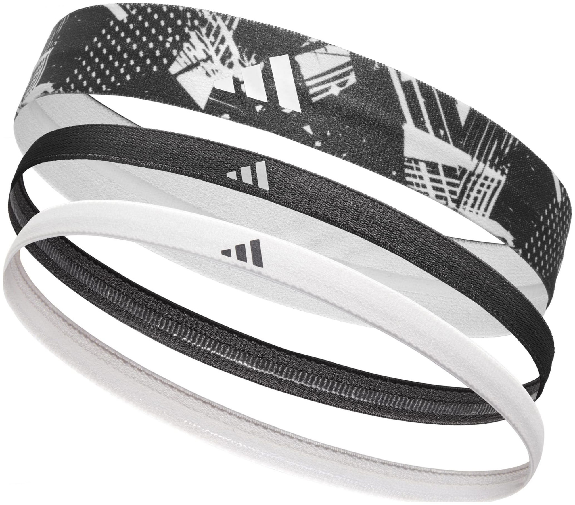 Пов'язка на голову Adidas Hairbands (Graphic) 3pk чорний, білий Уні One Size ADAC-16161