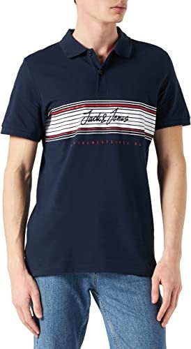 Поло JJLEO POLO SS 12200361-Navy Blazer-Fit:Standard fit Jack&Jones L Темно-синій 12200361-NAVY BLAZER-FIT:
