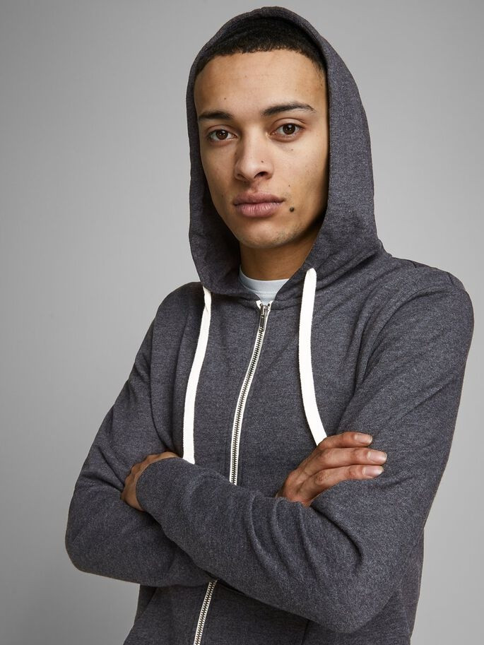 Толстовка JJEHOLMEN SWEAT ZIP HOOD NOOS 12136884-Dark Grey Melange-Fit:REG FIT Jack&Jones L Темно-сі 12136884-Dark Grey Melang