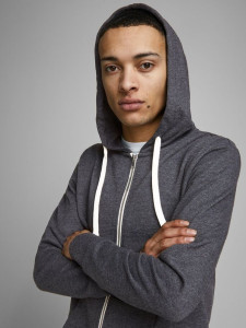 Толстовка JJEHOLMEN SWEAT ZIP HOOD NOOS 12136884-Dark Grey Melange-Fit:REG FIT Jack&Jones L Темно-сі 12136884-DARK GREY MELANG