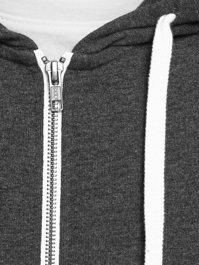Толстовка JJEHOLMEN SWEAT ZIP HOOD NOOS 12136884-Dark Grey Melange-Fit:REG FIT Jack&Jones L Темно-сі 12136884-Dark Grey Melang