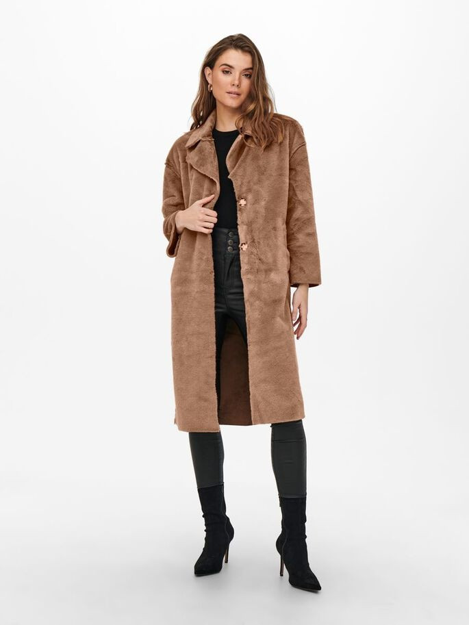 Пальто ONLDANIELLA LONG FUR COAT OTW 15239474-Toasted Coconut ONLY L Коричневий 15239474-Toasted Coconut