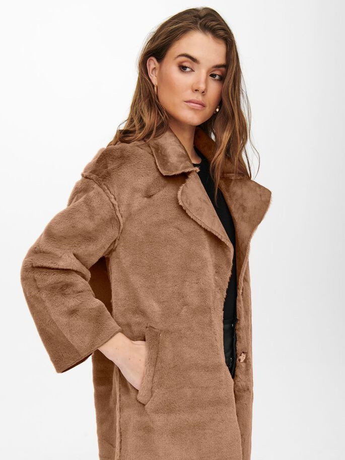Пальто ONLDANIELLA LONG FUR COAT OTW 15239474-Toasted Coconut ONLY L Коричневий 15239474-Toasted Coconut