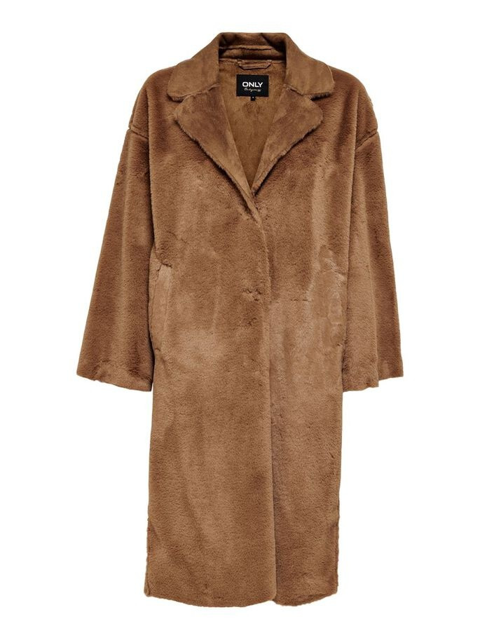 Пальто ONLDANIELLA LONG FUR COAT OTW 15239474-Toasted Coconut ONLY L Коричневий 15239474-Toasted Coconut