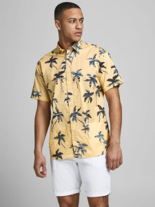 Сорочка JORHAZY SHIRT SS LTN 12187954 Sahara Sun Jack&Jones M Жовтий 12187954SAHARASUN