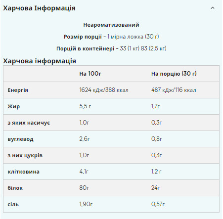Порошок Pea Protein Isolate - 2500g Natural 100-44-4918842-20