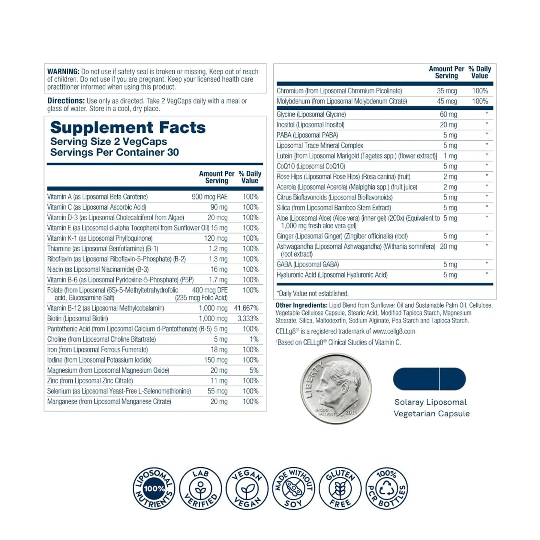 Капсули Solaray Liposomal Multivitamin Womens - 60 vcaps 2023-10-6774