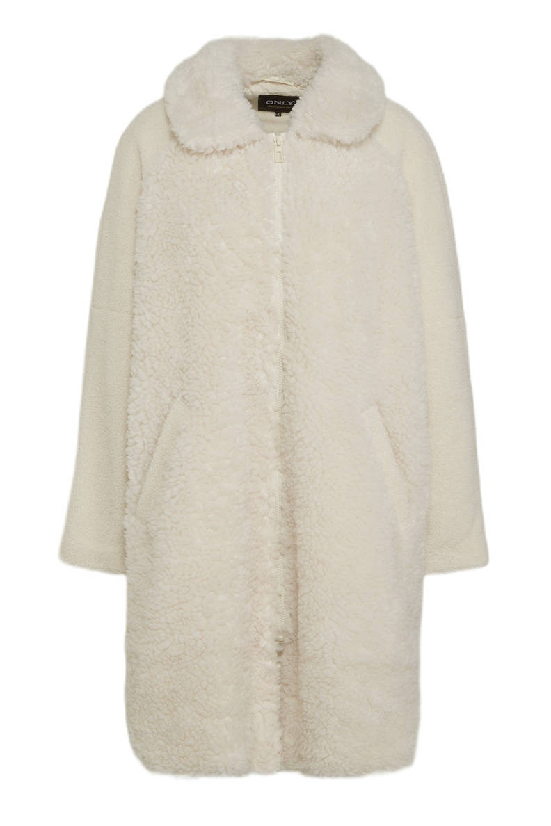 Пальто ONLEVA LONG TEDDY COAT OTW 15234980-Moonbeam ONLY M Бежевий 15234980-Moonbeam