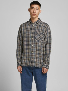 Сорочка JORPARKER CHECK SHIRT LS 12191200-Navy Blazer-Checks:/SLIM Jack&Jones L Темно-синій 12191200-NAVY BLAZER-CHEC