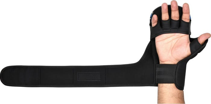 Рукавиці тренувальні RDX GRAPPLING GLOVES SHOOTER NEW AURA F17 чорний, синій Уні M GSR-F17BU